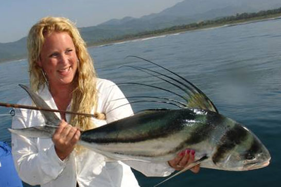 Sarah Henry with her 8kg tippet record roosterfish